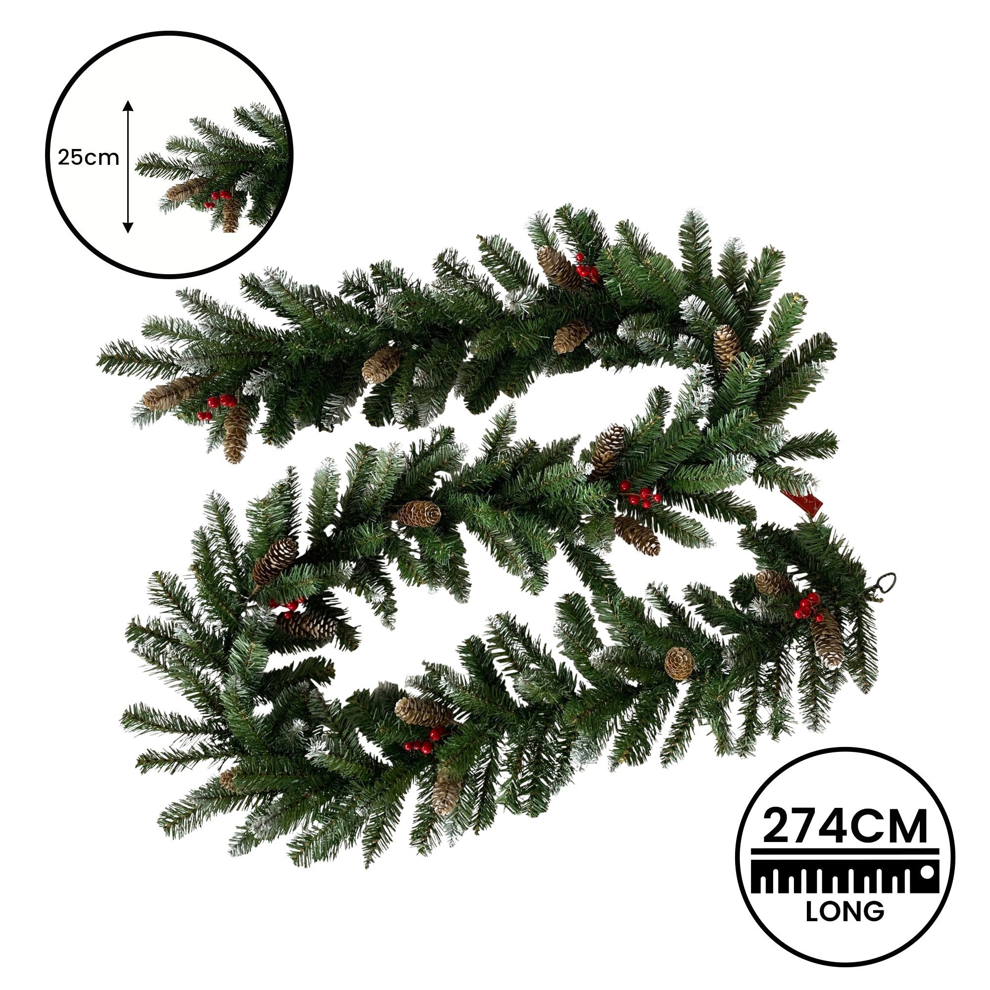 Christabelle 2.7m Christmas Garland with Pine Cones & Berries Pine Tree Decoration Ornament