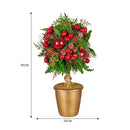 Christabelle 36cm Christmas Tabletop Topiary Tree Pre-Decorated Berries, Baubles & Pine Cones Gold Pot Twisted Stem Festive Decoration