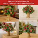Christabelle 33cm Christmas Bouquet Pre-Decorated Holiday Floral Arrangement with Berries, Baubles & Pine Cones Festive Tabletop Centrepiece Decoration
