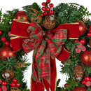Christabelle Stunning 71cm Christmas Wreath Lush Red Baubles Berries Pine Cones and Bow Front Door Decoration