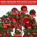 Christabelle Stunning 71cm Christmas Wreath Lush Red Baubles Berries Pine Cones and Bow Front Door Decoration