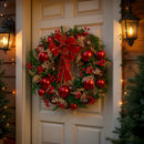 Christabelle Stunning 71cm Christmas Wreath Lush Red Baubles Berries Pine Cones and Bow Front Door Decoration