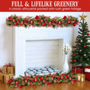 Christabelle 100cm Christmas Garland Lush Green Holiday Garland w/ Red Berries, Baubles & Pine Cones Pre-Decorated Festive Shelf or Banister Decoration