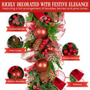 Christabelle 100cm Christmas Garland Lush Green Holiday Garland w/ Red Berries, Baubles & Pine Cones Pre-Decorated Festive Shelf or Banister Decoration