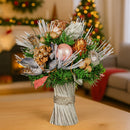 Christabelle 33cm Christmas Bouquet Pre Decorated Holiday Floral Arrangement w/Jewelled Baubles, Berries, Flowers & Pine