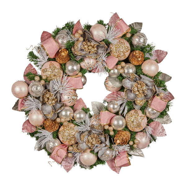 Christabelle 71cm Christmas Wreath Lush Green Holiday Door Wreath w/Jewelled Baubles, Foliage, Flowers, Ribbon & Berries