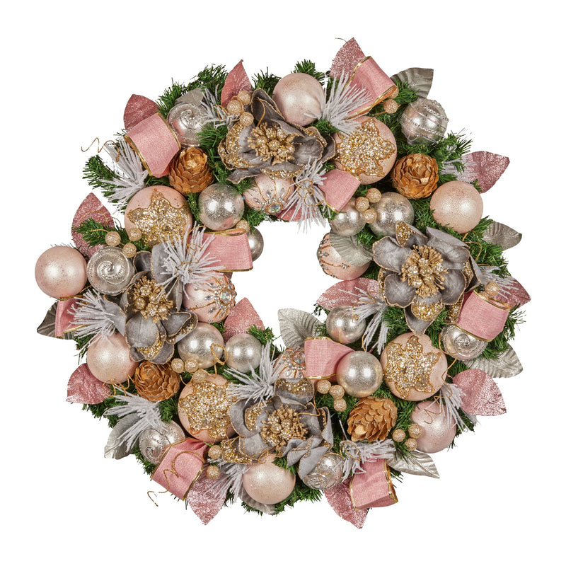 Christabelle 71cm Christmas Wreath Lush Green Holiday Door Wreath w/Jewelled Baubles, Foliage, Flowers, Ribbon & Berries