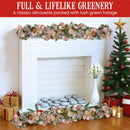 Christabelle 185cm Christmas Garland Lush Green Holiday Door Garland w/Jewelled Baubles, Flowers, Ribbon & Berries
