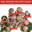 Christabelle 185cm Christmas Garland Lush Green Holiday Door Garland w/Jewelled Baubles, Flowers, Ribbon & Berries