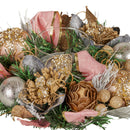 Christabelle 26cm Christmas Centrepiece Lush Green Holiday w/Jewelled Baubles, Foliage, Flowers, Pine Cones, Ribbon