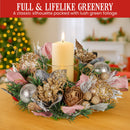 Christabelle 26cm Christmas Centrepiece Lush Green Holiday w/Jewelled Baubles, Foliage, Flowers, Pine Cones, Ribbon