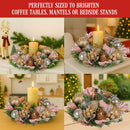 Christabelle 26cm Christmas Centrepiece Lush Green Holiday w/Jewelled Baubles, Foliage, Flowers, Pine Cones, Ribbon