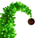 Christabelle 7.5ft Christmas Gremlin Tree Curved Top Red Bauble Built-in Green White LED Lights Control Base & Cord