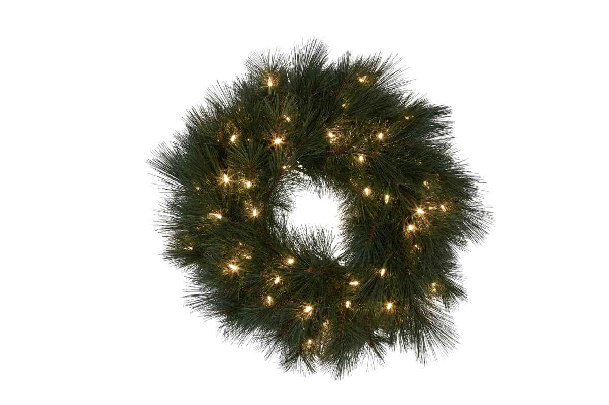 Christabelle 61cm Long Needle Christmas Wreath With Lights