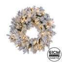 Christabelle 61cm Snowy Atica Pre-Lit Warm White LED Snowy Finish Christmas Wreath