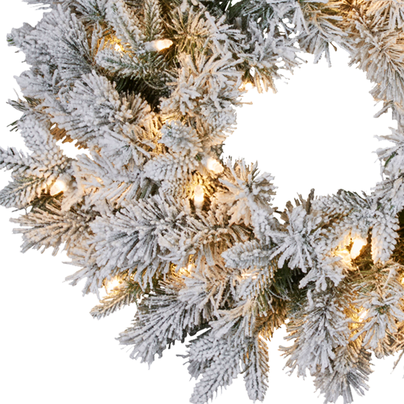 Christabelle 61cm Snowy Atica Pre-Lit Warm White LED Snowy Finish Christmas Wreath