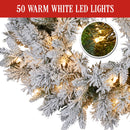 Christabelle 61cm Snowy Atica Pre-Lit Warm White LED Snowy Finish Christmas Wreath