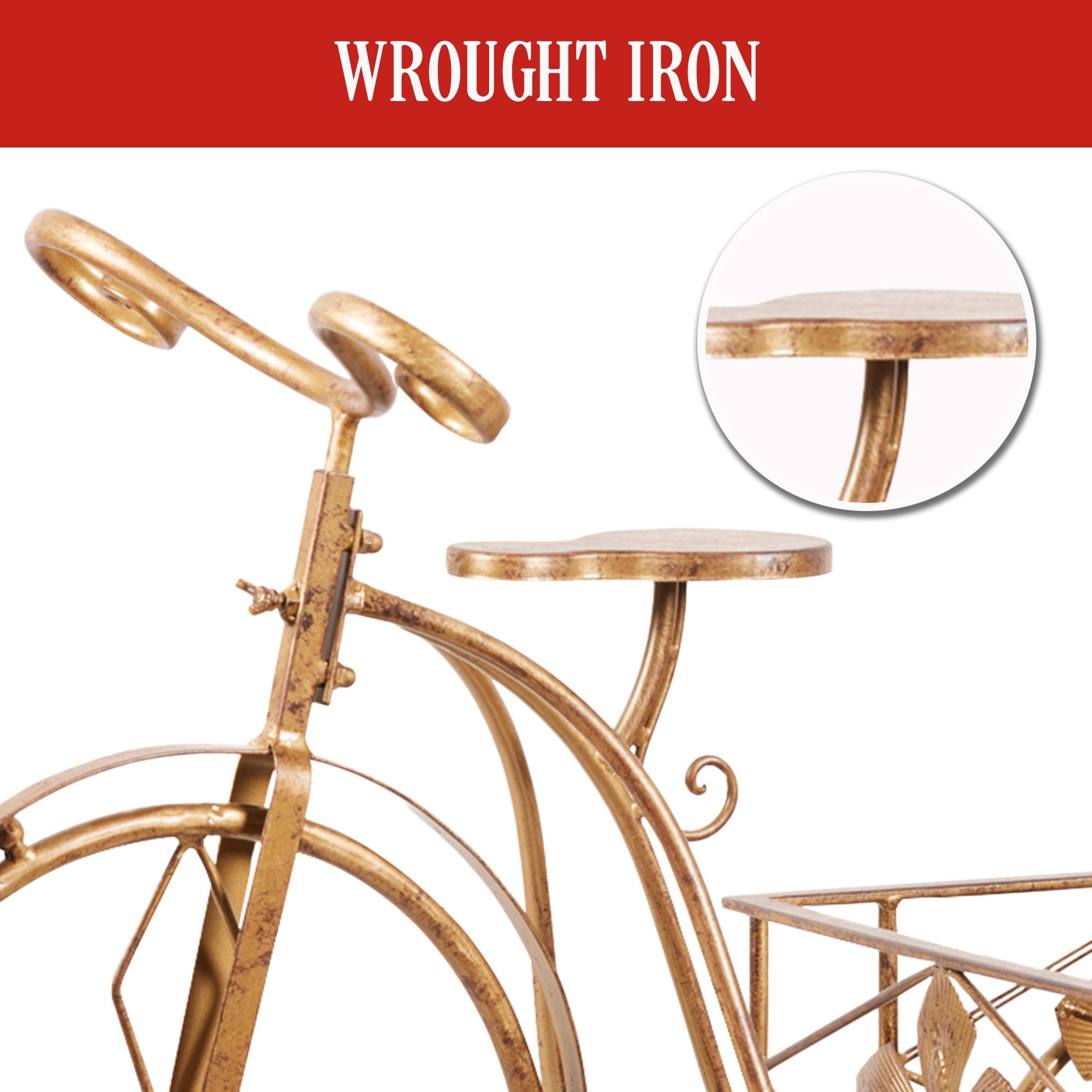Christabelle Antique Gold Bicycle Christmas Tree Display Decoration Ornament