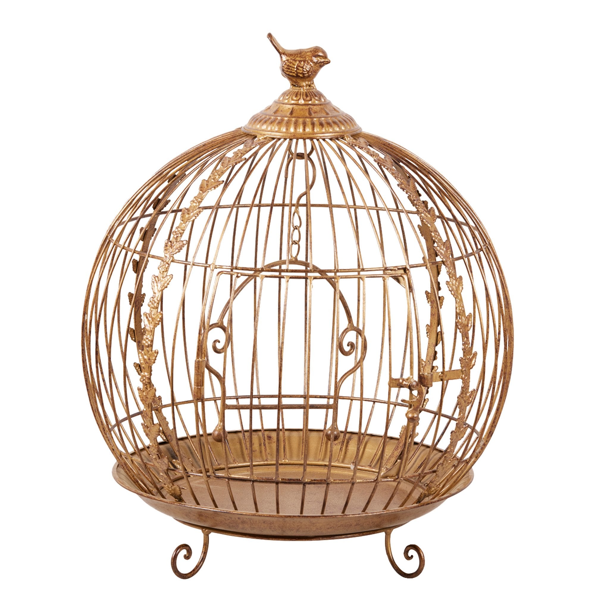 Christabelle Antique Gold Metal Art Iron Wrought Material Bird Cage Display Christmas Decor