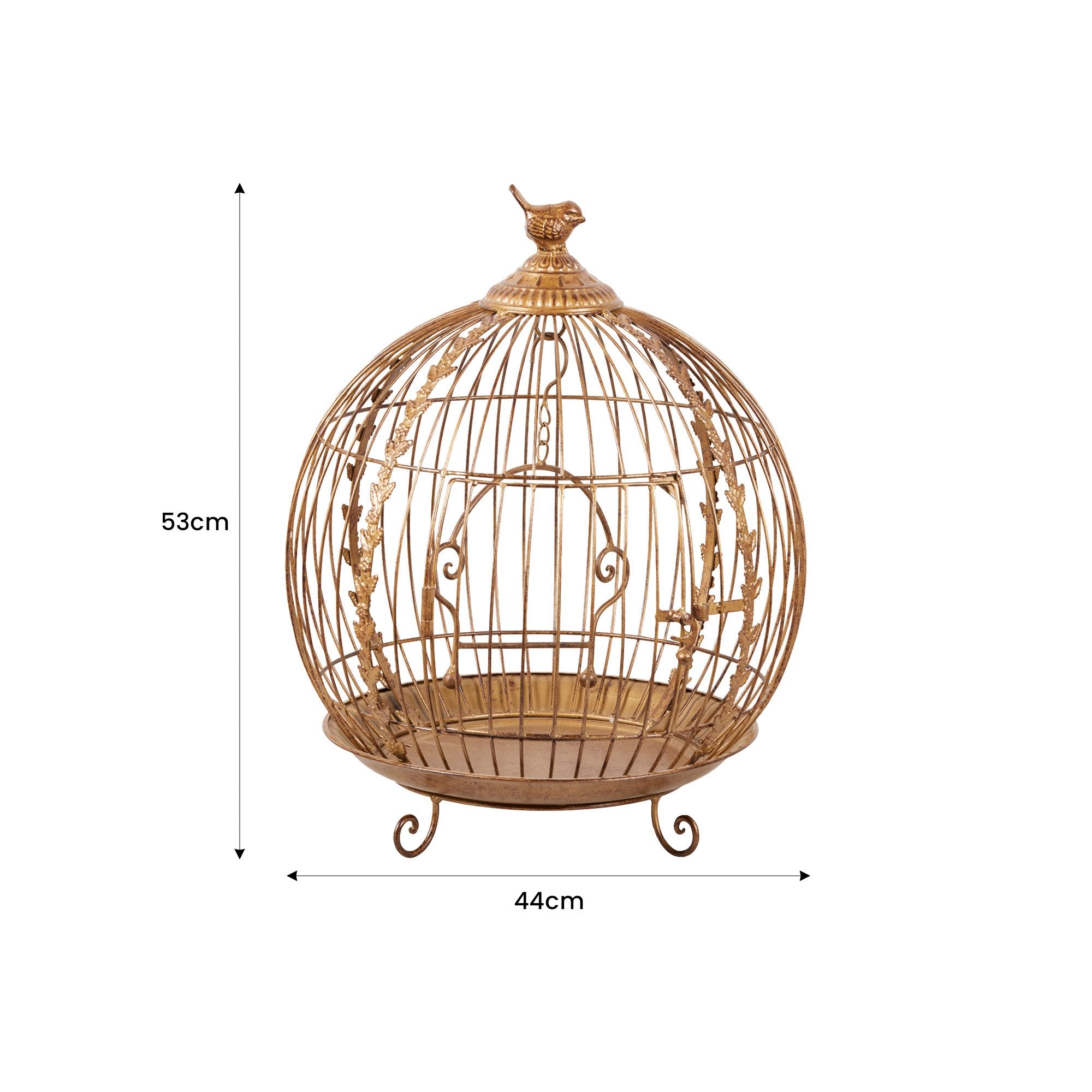 Christabelle Antique Gold Metal Art Iron Wrought Material Bird Cage Display Christmas Decor