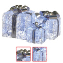 Swishmas Set Of 3 Christmas Gift Boxes With Lights With Jewelled Wire And Silver Bows