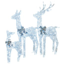 Christabelle Christmas Reindeer Display Set 3 Indoor & Outdoor Decorations Acrylic Beads Cool White LED Lights Silver
