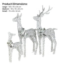 Christabelle Christmas Reindeer Display Set 3 Indoor & Outdoor Decorations Acrylic Beads Cool White LED Lights Silver