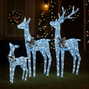 Christabelle Christmas Reindeer Display Set 3 Indoor & Outdoor Decorations Acrylic Beads Cool White LED Lights Silver