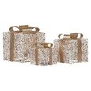 Christabelle Set of 3 Battery Operated Golden Christmas Gift Boxes w/Warm White LED Lights Indoor Decorative Holiday