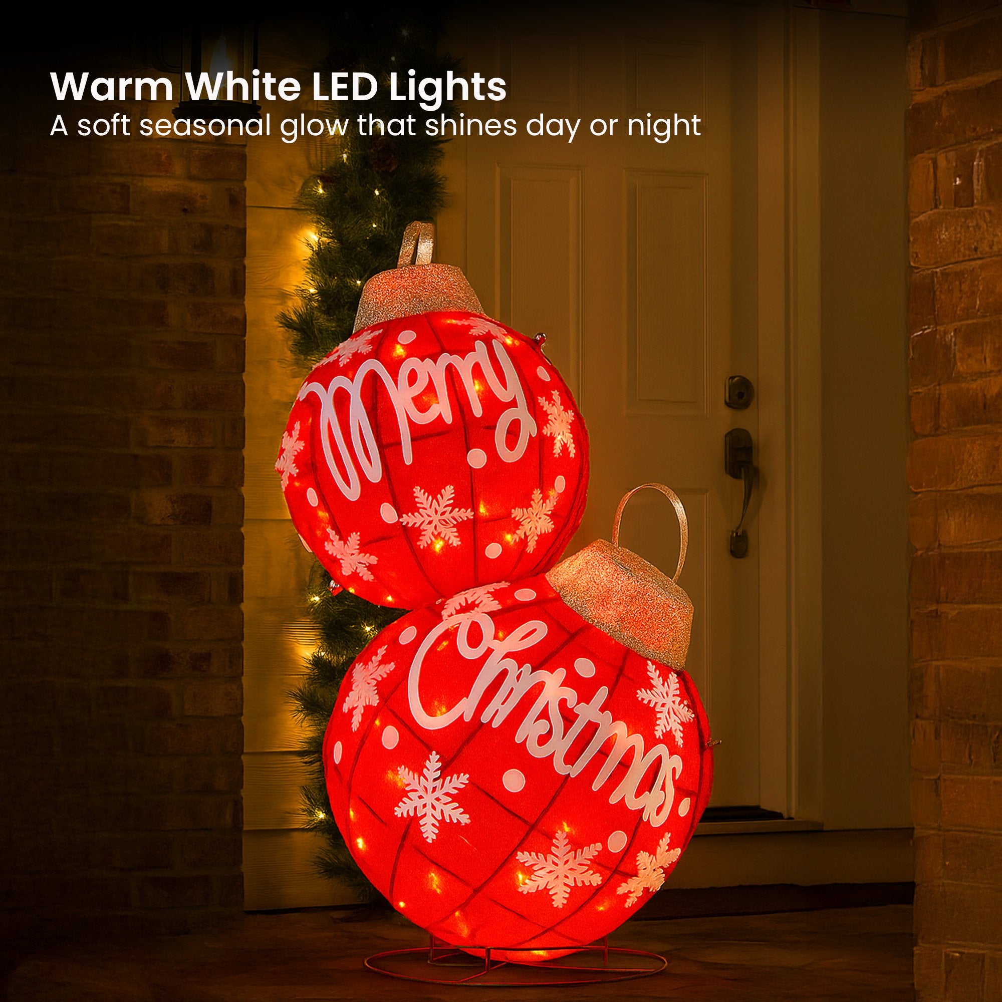Christabelle Oversized Christmas Bauble Display Warm White Led Lights Glitter