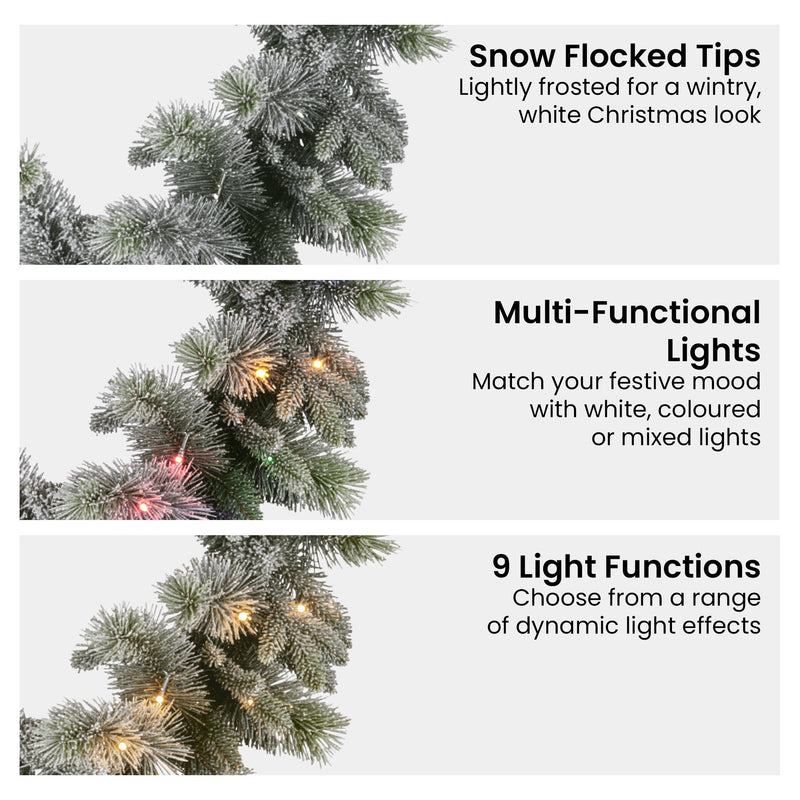 National Tree Company 274cm Pre Lit Snowy Stamford Spruce Battery Operated Christmas Garland w/LED Lights & Timer
