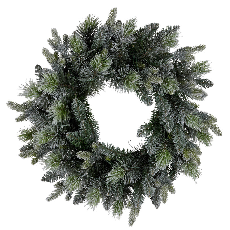 National Tree Company 61cm  Pre Lit Snowy Stamford Spruce Battery Operated Christmas Wreath w/LED Lights & Timer