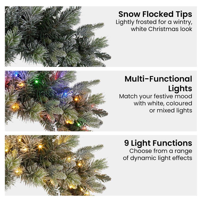 National Tree Company 61cm  Pre Lit Snowy Stamford Spruce Battery Operated Christmas Wreath w/LED Lights & Timer