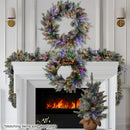 National Tree Company 76cm Pre Lit Snowy Stamford Spruce Battery Operated Christmas Wreath w/LED Lights & Timer