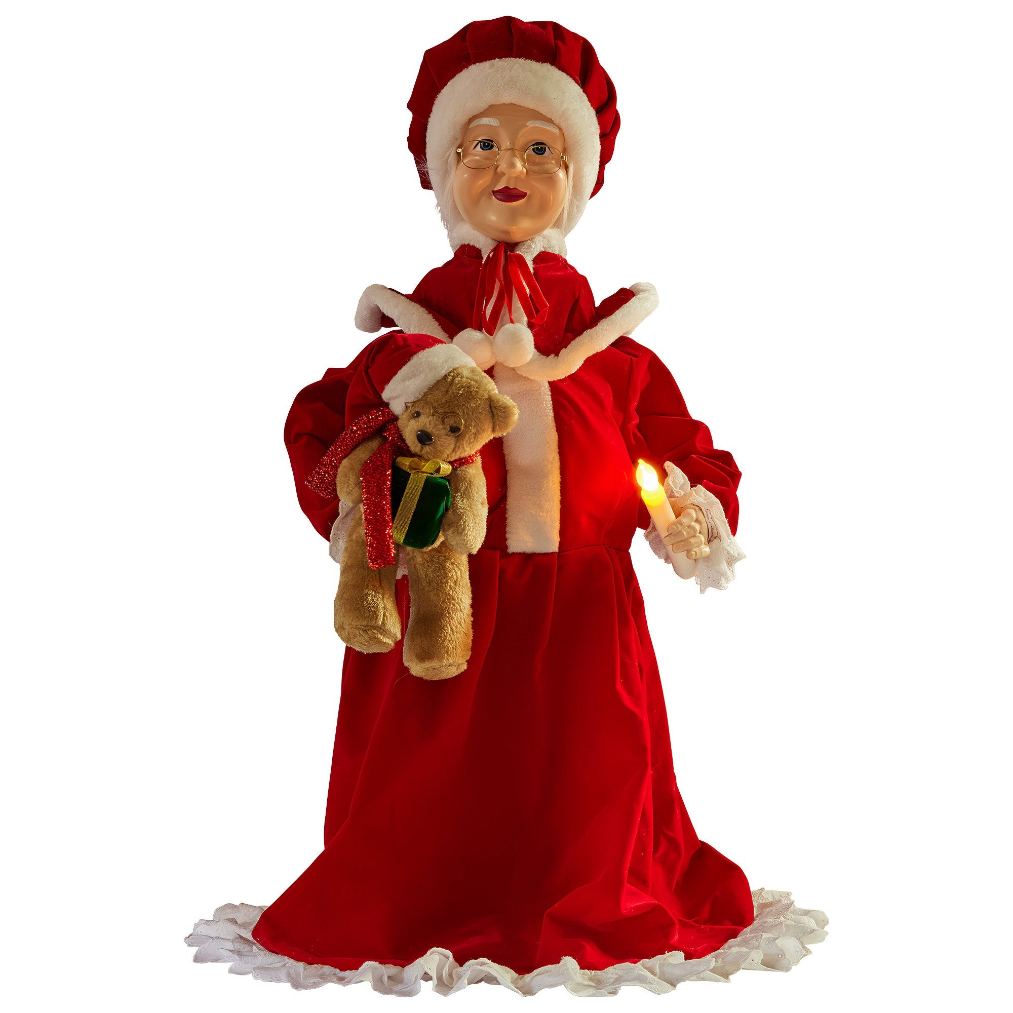 Christabelle 1.1m Musical LED Animated Christmas Mrs Claus Glowing Candle Ornament Decoration