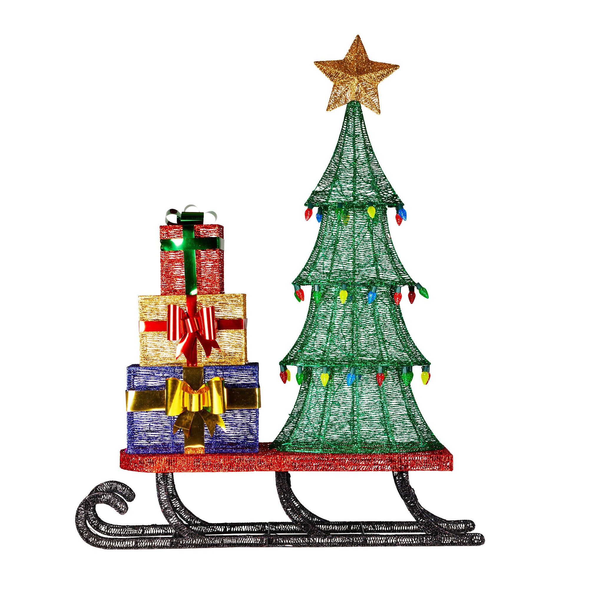 Christabelle Christmas Display Sled 183cm With Tree And Presents Led Lights & C9 Bulbs