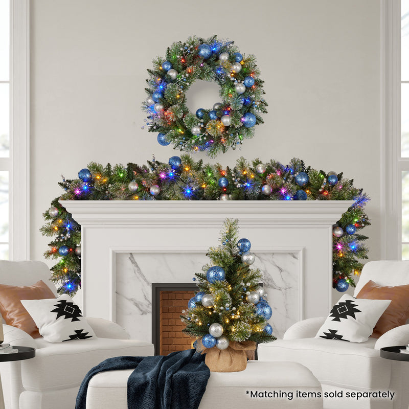 Swishmas 274cm Blue Collection Multicolour Pre-Lit Christmas Garland