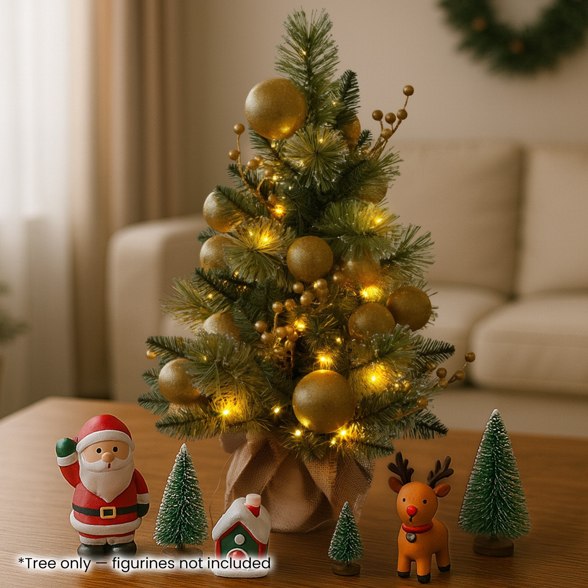Christabelle 61cm Battery-operated Christmas Tree Warm Lights Led Table Top Gold