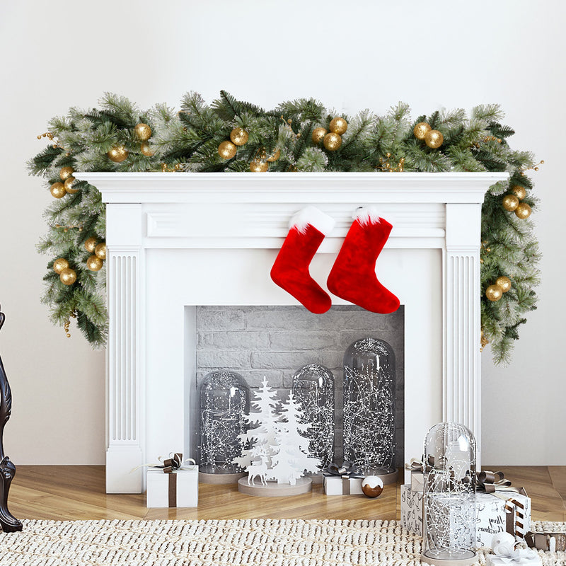 Christabelle 274cm Pre-lit Christmas Garland Gold Baubles Aa Battery Led Lights