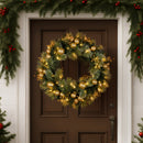 Christabelle 76cm Christmas Wreath Glittery Tipped with LED Lights and Golden Baubles Front Door Decoration Ornament
