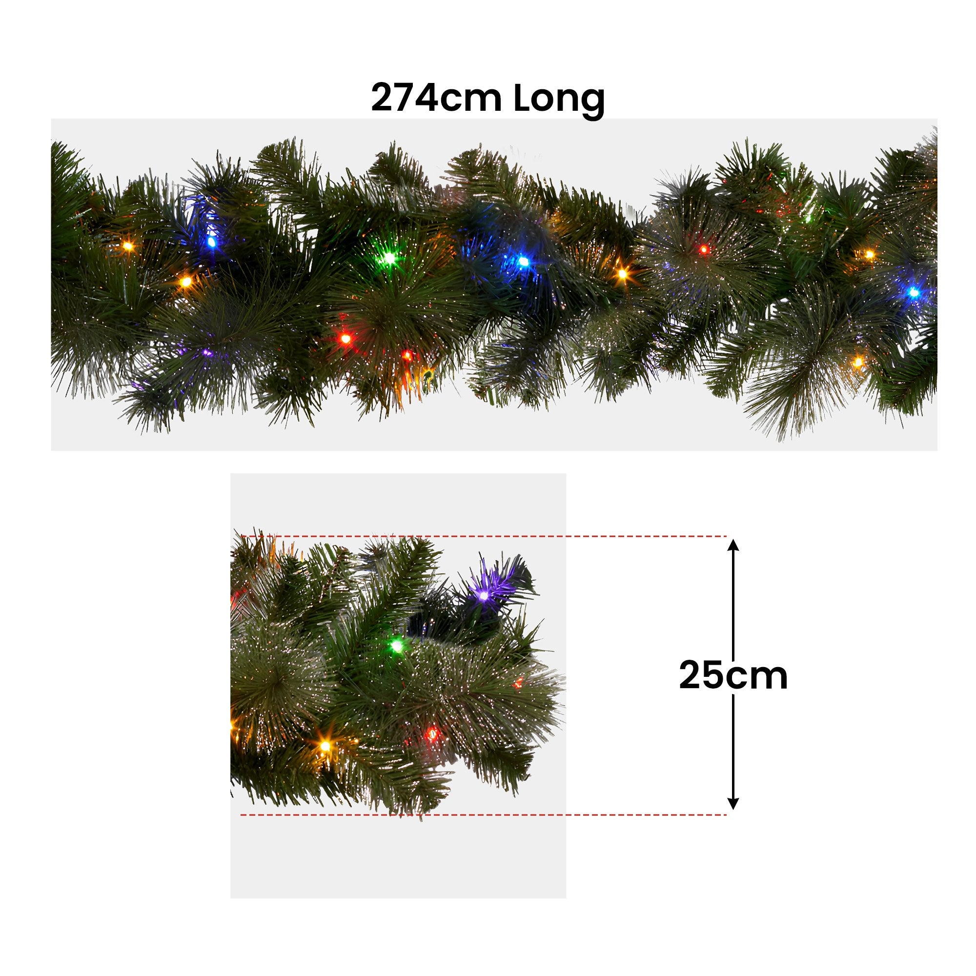 Christabelle 274cm Battery-operated Christmas Garland Glittery Gold Pine
