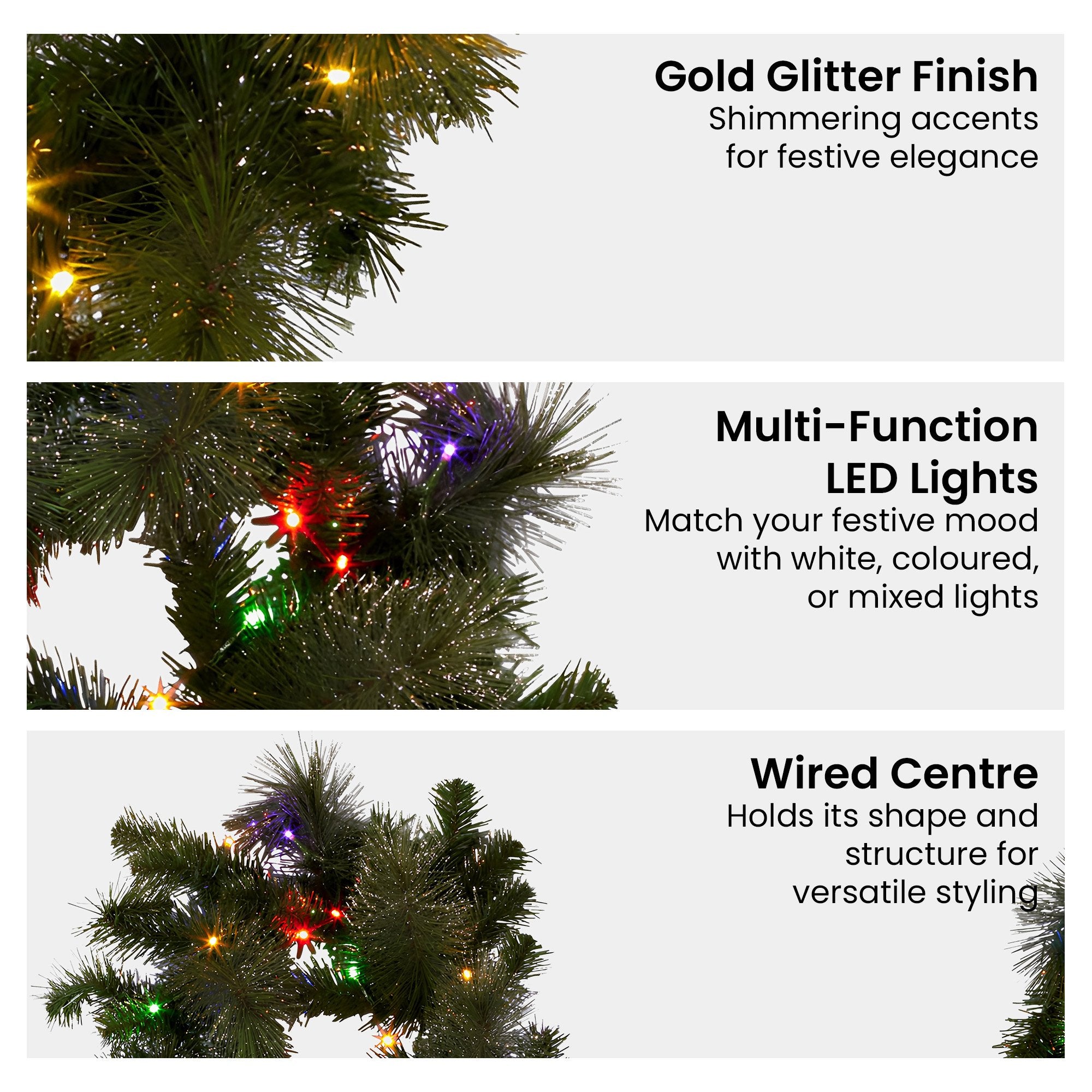 Christabelle 274cm Battery-operated Christmas Garland Glittery Gold Pine