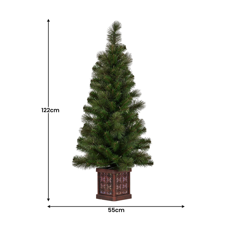 Christabelle 4ft Christmas Tree Glittery Gold Pine Led Multi Lights Xmas Decor
