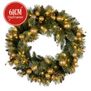 Christabelle 61cm Battery-operated Christmas Wreath Glittery Gold Pine