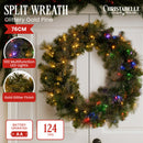 Christabelle 76cm Split Christmas Wreath with LED Lights for Double Front Doors Decoration