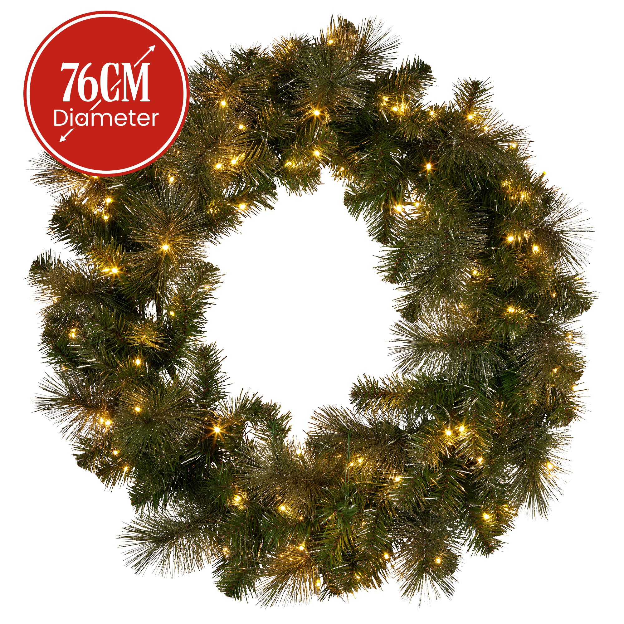 Christabelle 76cm Split Christmas Wreath with LED Lights for Double Front Doors Decoration