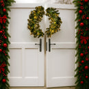 Christabelle 76cm Split Christmas Wreath with LED Lights for Double Front Doors Decoration