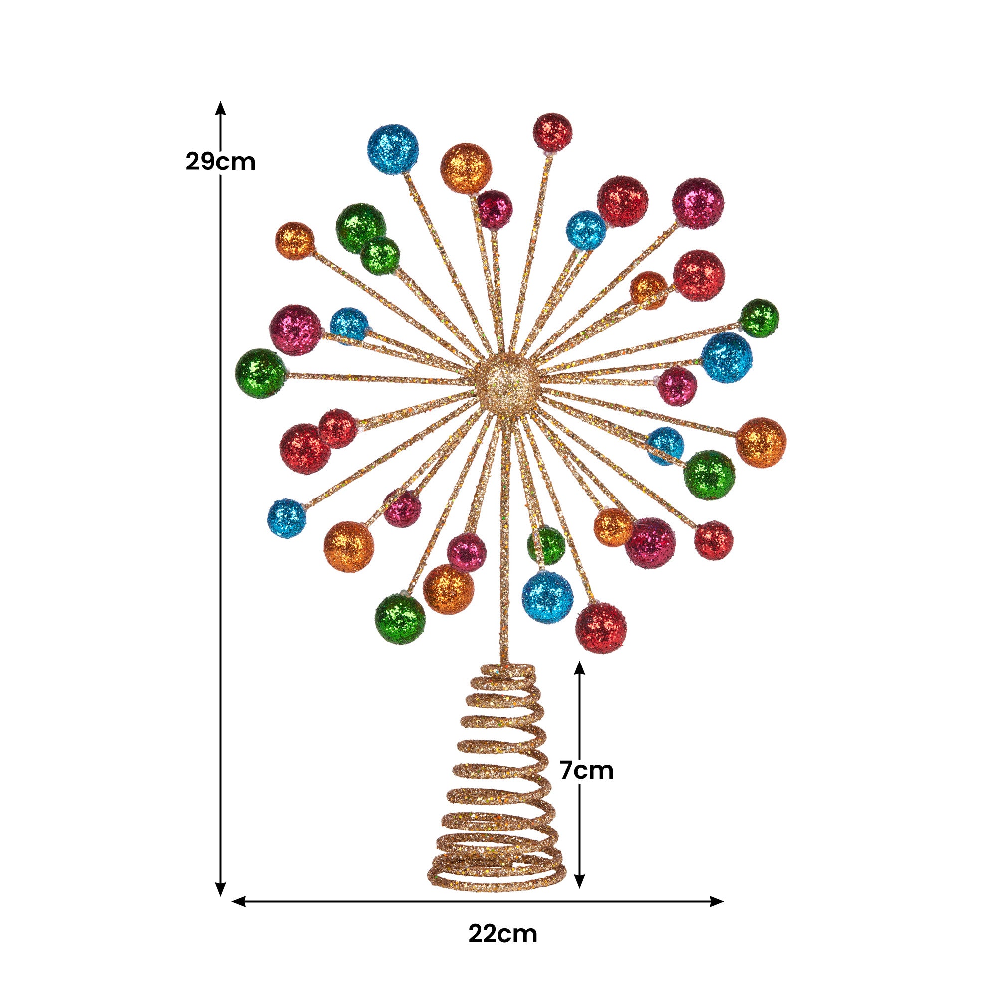 Christabelle Christmas Tree Topper Glittery Baubles Gold Decoration Ornaments