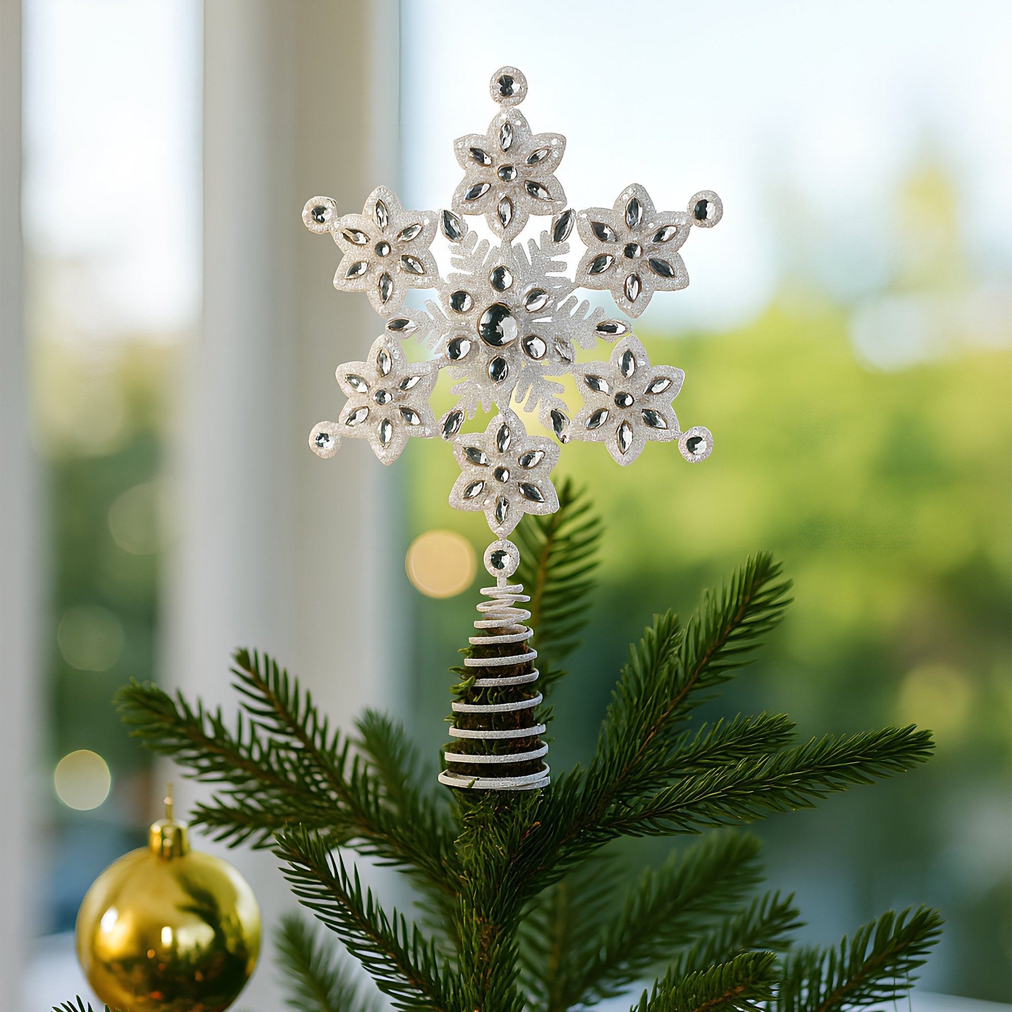Christabelle Snowflake Christmas Tree Topper Beaded Decoration Ornament Xmas