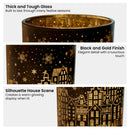 Christabelle Christmas Candle Jar Set Of 3 Black And Gold Holiday Candle Holders